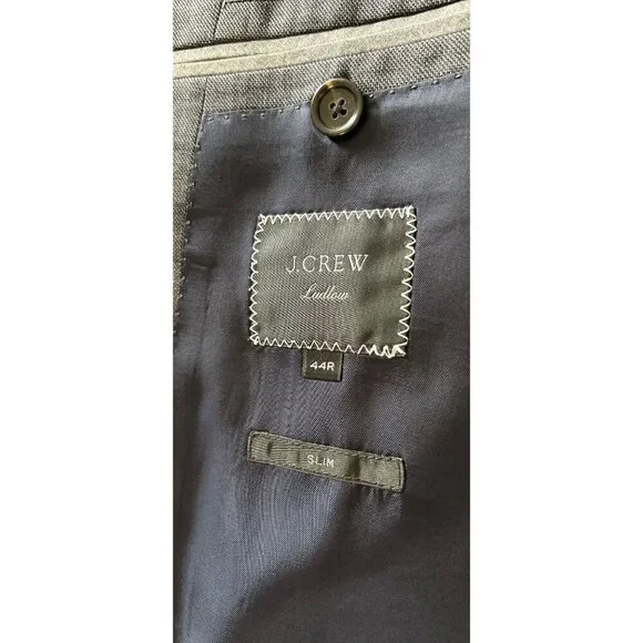 J.Crew Ludlow Blazer 3D Tollegno Wool Gray Lined Size 44R/Slim - Picture 9 of 11